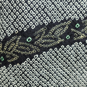 Haori Jacket Vintage(1950-1980) Black Shibori Leaves Silk #9177E1