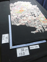 Load image into Gallery viewer, BCF#2766 Silk Tomesode Fabric Vintage(1950-1980) Bamboo Tree Flower Black 75cm (29.5in)
