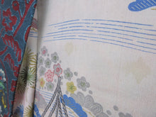 Load image into Gallery viewer, Haori Jacket Vintage(1920-1950) Grayish Blue Red Botanical Silk #8223B4
