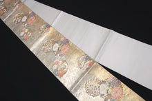 Load image into Gallery viewer, Fukuro Obi Gold Birds Butterfly Peony Silk BB153W9
