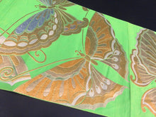 Load image into Gallery viewer, BB8225AA Silk Obi Fabric Vintage(1950-1980) Butterfly Green 101.6x12.2in(258x31cm)
