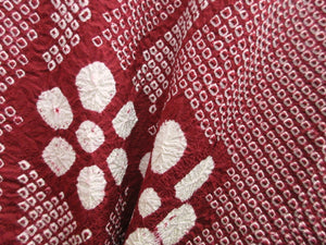 Haori Jacket Vintage(1950-1980) Wine red Full Shibori Branch Flower Silk #7872L4