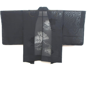 Haori Jacket Vintage(1950-1980) Black See-Through Folding Fan Bamboo Silk #9032D1
