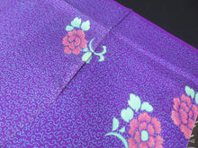 Load image into Gallery viewer, MKF#264 Silk Kimono Fabric Vintage(1920-1950) Flower Rinzu Purple 55.9x14.6in(142x37cm)
