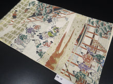 Load image into Gallery viewer, Fukuro Obi Vintage(1950-1980) Gold Green Samurai Silk BB58W4
