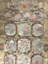 Load image into Gallery viewer, Fukuro Obi Gold Floral Windows Silk BB138W9

