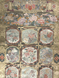Fukuro Obi Gold Floral Windows Silk BB138W9