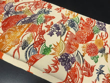Load image into Gallery viewer, KK823A7 Silk Kimono Fabric Vintage(1950-1980) Butterfly Cream Yellow 43.3x11.8in(110x30cm)
