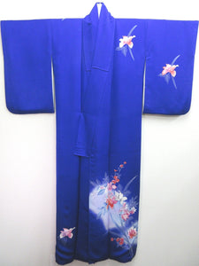 Kimono Blue Flower Tsukesage Tall Silk #8255B5