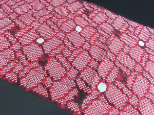 FF2515B Silk Kimono Fabric Vintage(1950-1980) Shibori Red 43.3x11.8in(110x30cm)