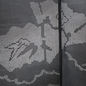 Haori Jacket Vintage(1950-1980) Black See-Through Folding Fan Bamboo Silk #9032D1