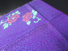 Load image into Gallery viewer, MKF#264 Silk Kimono Fabric Vintage(1920-1950) Flower Rinzu Purple 55.9x14.6in(142x37cm)
