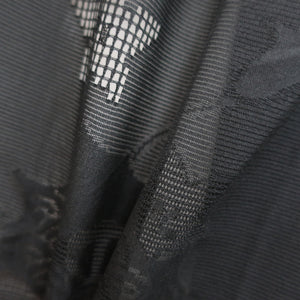 Haori Jacket Vintage(1950-1980) Black See-Through Bellflower Wave Silk #9194E1