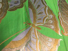 Load image into Gallery viewer, BB8225AA Silk Obi Fabric Vintage(1950-1980) Butterfly Green 101.6x12.2in(258x31cm)
