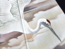 Load image into Gallery viewer, BCF#2922 Silk Tomesode Fabric Vintage(1920-1950) Crane Birds 43.3x13.8in(110x35cm)
