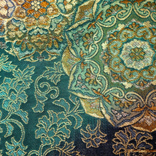 Load image into Gallery viewer, Fukuro Obi Vintage(1950-1980) Green Gold Silver Flower Birds Silk BB191V2
