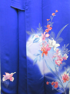 Kimono Blue Flower Tsukesage Tall Silk #8255B5