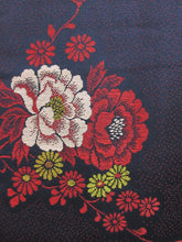 Load image into Gallery viewer, Haori Jacket Vintage(1920-1950) Black Peony Chrysanthemum Omeshi Long Silk #7619H4
