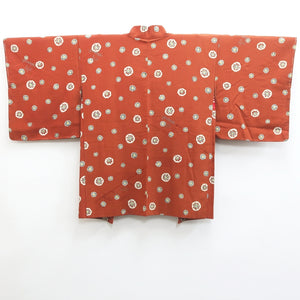 Haori Jacket Vintage(1920-1950) Light Brown Flower Rinzu Silk #9079D2