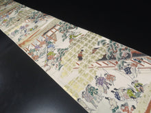 Load image into Gallery viewer, Fukuro Obi Vintage(1950-1980) Gold Green Samurai Silk BB58W4

