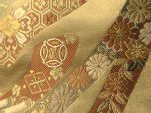 Fukuro Obi Gold Butterfly Chrysanthemum Silk BB98W6