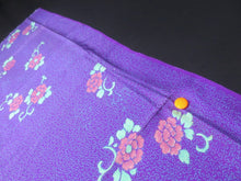 Load image into Gallery viewer, MKF#264 Silk Kimono Fabric Vintage(1920-1950) Flower Rinzu Purple 55.9x14.6in(142x37cm)
