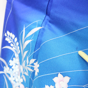 Kimono Blue Butterfly Peony Silk #9331F3