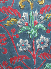 Load image into Gallery viewer, Haori Jacket Vintage(1920-1950) Grayish Blue Red Botanical Silk #8223B4
