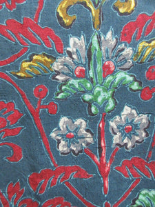 Haori Jacket Vintage(1920-1950) Grayish Blue Red Botanical Silk #8223B4