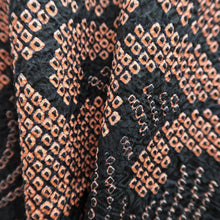 Load image into Gallery viewer, Haori Jacket Vintage(1950-1980) Black Vermillion Shibori Wave Silk #9563H3

