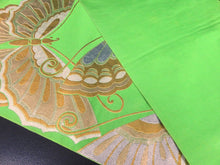 Load image into Gallery viewer, BB8225AA Silk Obi Fabric Vintage(1950-1980) Butterfly Green 101.6x12.2in(258x31cm)
