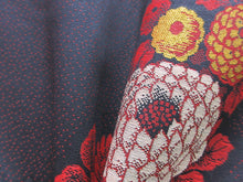 Load image into Gallery viewer, Haori Jacket Vintage(1920-1950) Black Peony Chrysanthemum Omeshi Long Silk #7619H4
