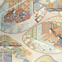 Load image into Gallery viewer, Fukuro Obi White Gold Heian Princess Kaiawase Silk BB231V3
