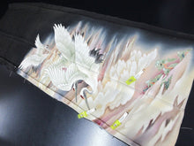 Load image into Gallery viewer, BCF#2923 Silk Tomesode Fabric Vintage(1920-1950) Crane Birds 43.3x13.8in(110x35cm)
