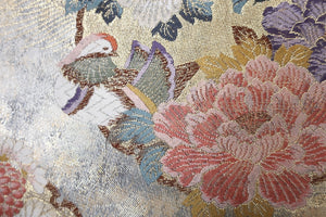 Fukuro Obi Gold Birds Butterfly Peony Silk BB153W9