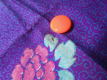 Load image into Gallery viewer, MKF#264 Silk Kimono Fabric Vintage(1920-1950) Flower Rinzu Purple 55.9x14.6in(142x37cm)
