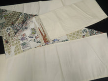 Load image into Gallery viewer, Fukuro Obi Vintage(1950-1980) Gold Green Samurai Silk BB58W4

