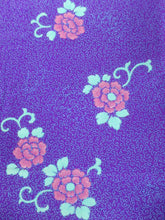 Load image into Gallery viewer, MKF#264 Silk Kimono Fabric Vintage(1920-1950) Flower Rinzu Purple 55.9x14.6in(142x37cm)
