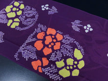 Load image into Gallery viewer, KK791A7 Silk Kimono Fabric Vintage(1950-1980) Shibori Dark Purple 57.1x11.8in(145x30cm)
