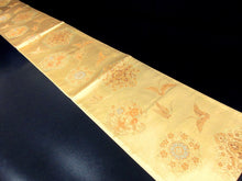 Load image into Gallery viewer, Fukuro Obi Gold Crane Birds Silk BB119W7
