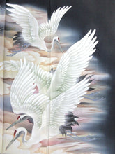 Load image into Gallery viewer, BCF#2923 Silk Tomesode Fabric Vintage(1920-1950) Crane Birds 43.3x13.8in(110x35cm)
