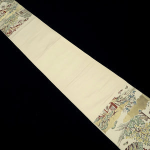 Fukuro Obi Vintage(1950-1980) Gold Green Red Samurai Landscape Silk BB245V4