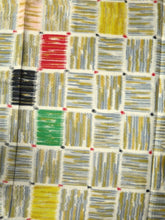 Load image into Gallery viewer, MKF#144 Silk Kimono Fabric Vintage(1920-1950) Meisen Off whilte Yellow brown 46.5x13.0in(118x33cm)
