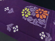 Load image into Gallery viewer, KK791A7 Silk Kimono Fabric Vintage(1950-1980) Shibori Dark Purple 57.1x11.8in(145x30cm)
