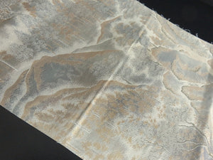 BB8277AC Silk Obi Fabric Vintage(1950-1980) Landscape Silver Gold 103.1x11.8in(262x30cm)