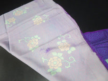Load image into Gallery viewer, MKF#264 Silk Kimono Fabric Vintage(1920-1950) Flower Rinzu Purple 55.9x14.6in(142x37cm)
