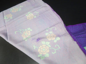 MKF#264 Silk Kimono Fabric Vintage(1920-1950) Flower Rinzu Purple 55.9x14.6in(142x37cm)