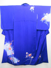 Load image into Gallery viewer, Kimono Blue Flower Tsukesage Tall Silk #8255B5
