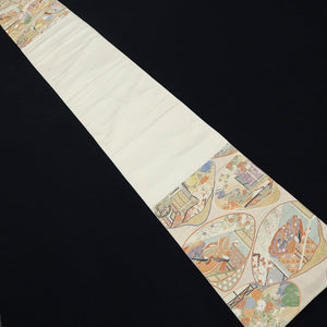 Fukuro Obi White Gold Heian Princess Kaiawase Silk BB231V3