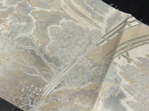 BB8277AC Silk Obi Fabric Vintage(1950-1980) Landscape Silver Gold 103.1x11.8in(262x30cm)